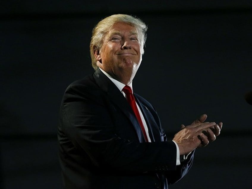 Republican presidential candidate Donald Trump smiles while speaking during a rally in San Jose, Calif., on Thursday, June 2, 2016. (AP Photo/Jae C. Hong)