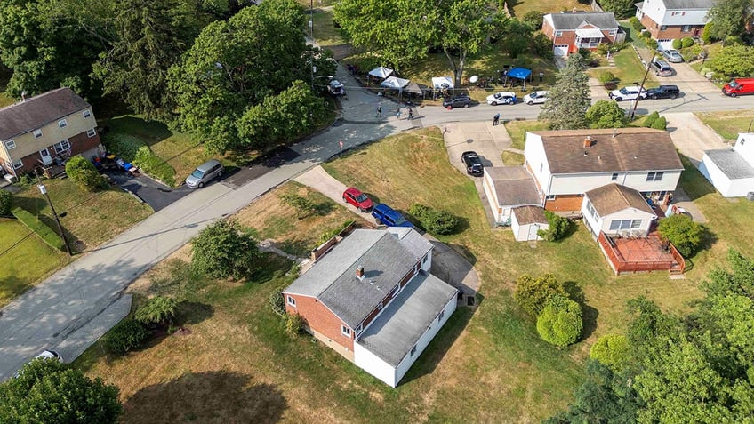 A drone view shows the home of Thomas Matthew Crooks