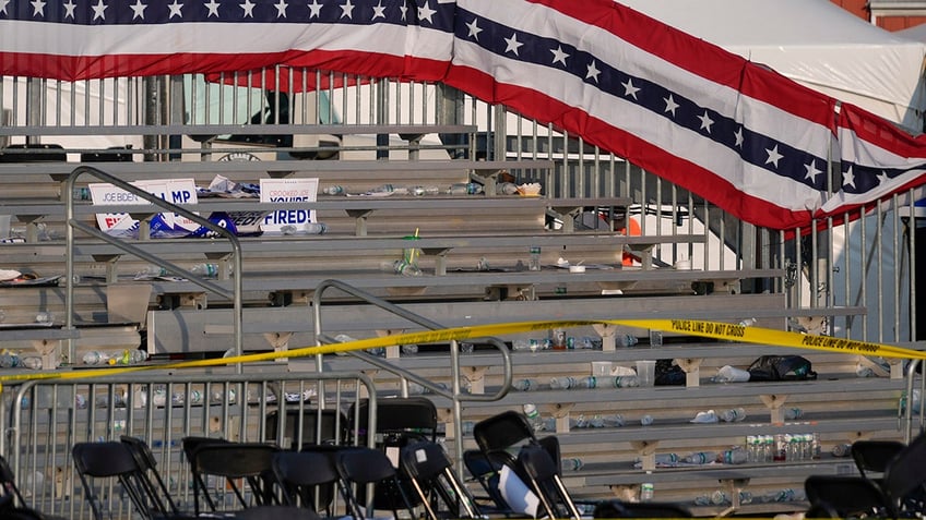 A campaign rally site for Republican presidential candidate former President Donald Trump