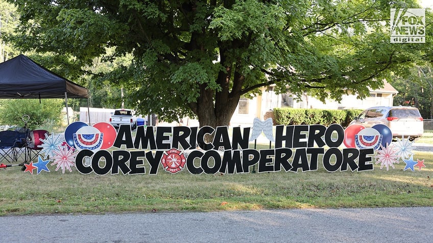 Members of the community mourn the death of Corey Comperatore on the morning of his funeral at Cabot United Methodist Church