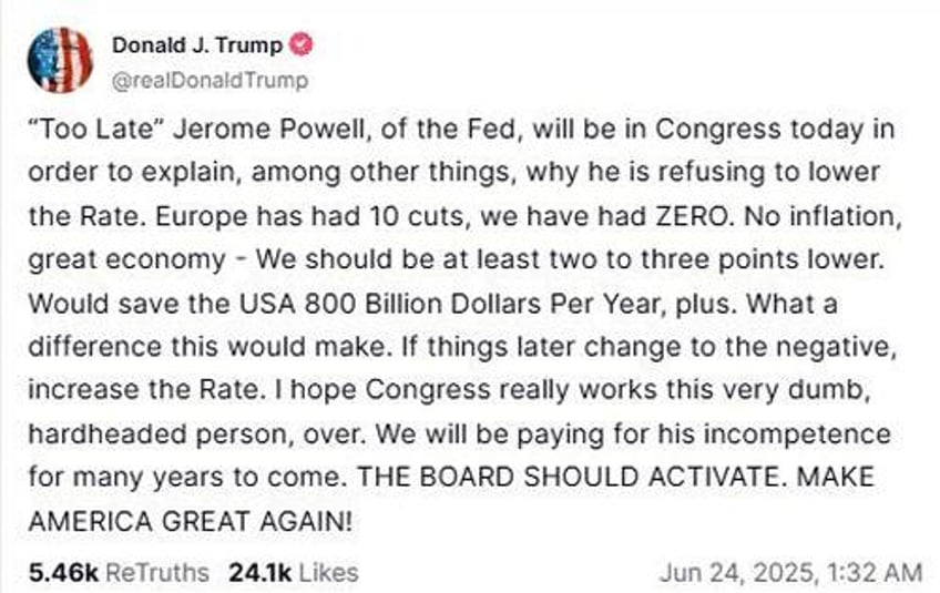 trump slams dumb fed chair as powell shrugs off dovish colleagues reiterates no rush to cut
