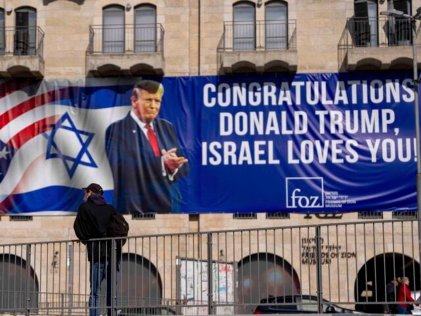 A billboard congratulating U.S. President-elect Donald Trump in Jerusalem on Inauguration