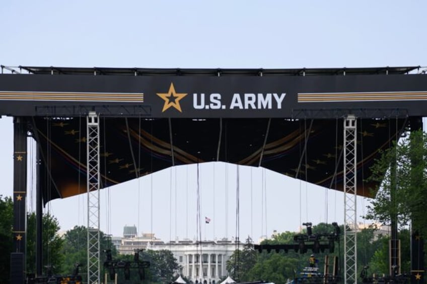 The main stage for US Army's 250th birthday celebration parade in front of the White House