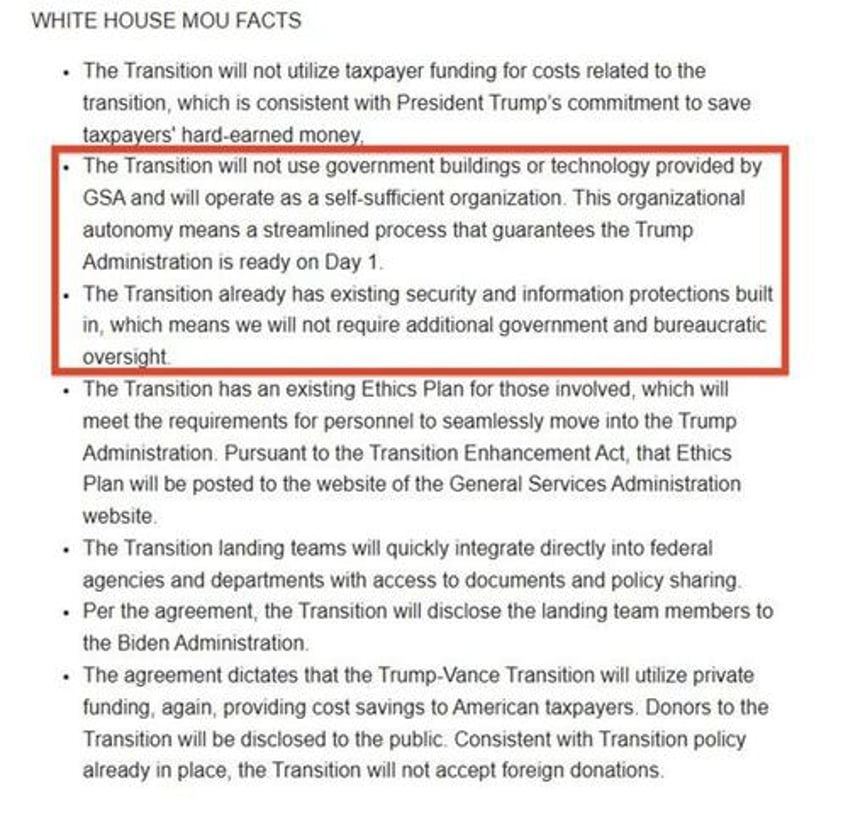 trump transition team signs modified white house agreement without govt technology to conduct surveillance