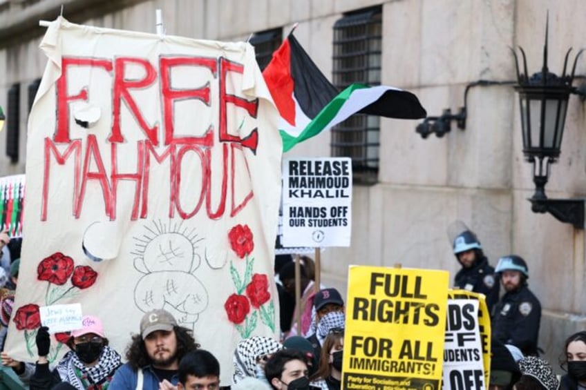 Protesters at Columbia University demand the release of student activist Mahmoud Khalil