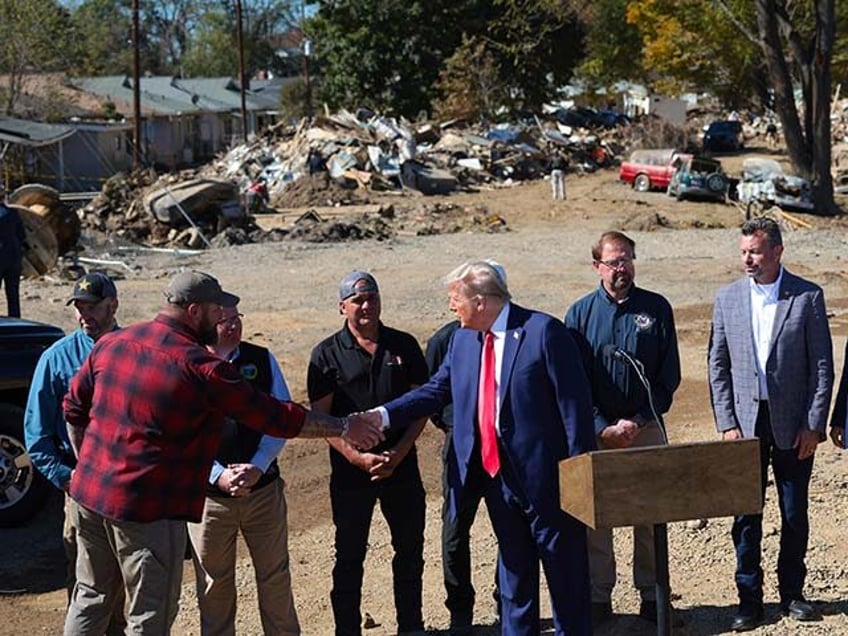 Republican presidential nominee, former U.S. President Donald Trump, visits with local off