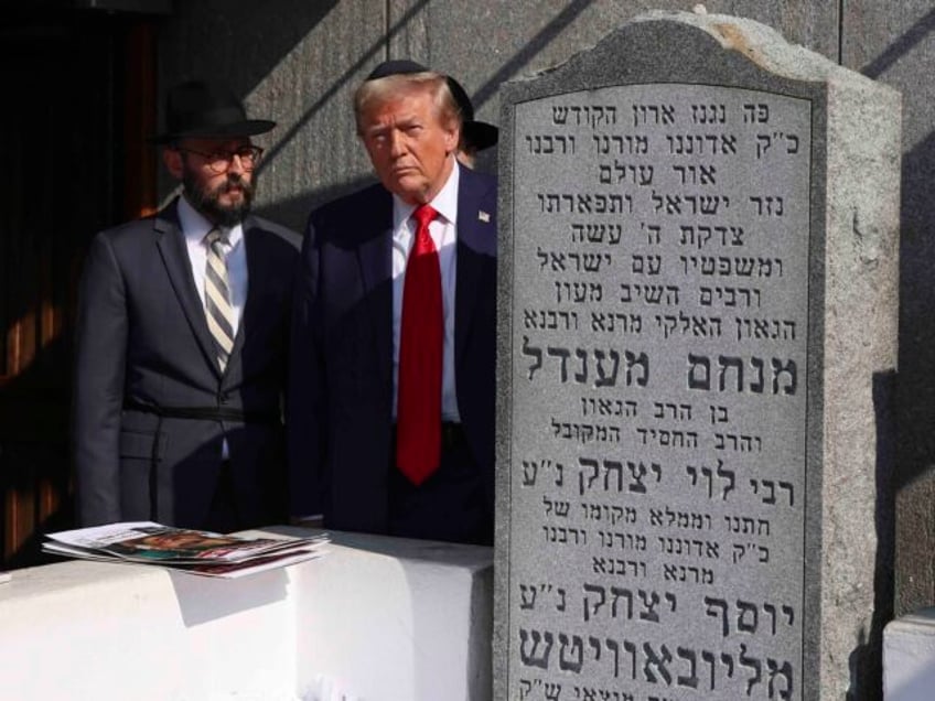 Republican presidential nominee former President Donald Trump visits the gravesite of Rabb