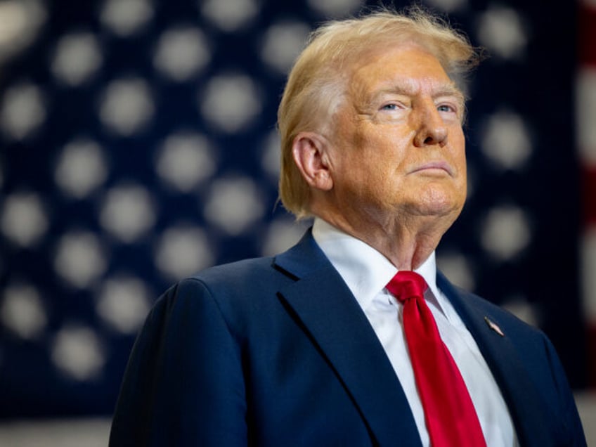 Republican presidential nominee, former U.S. President Donald Trump pauses before speaking