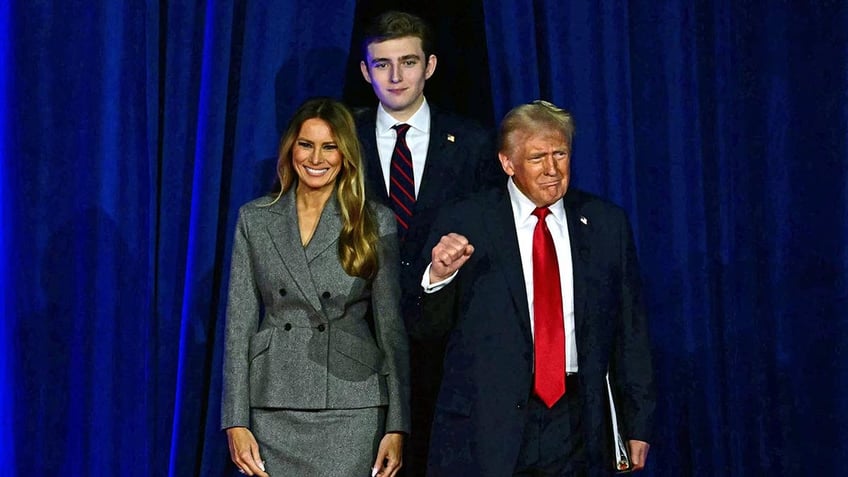 Donald Trump with his wife and son