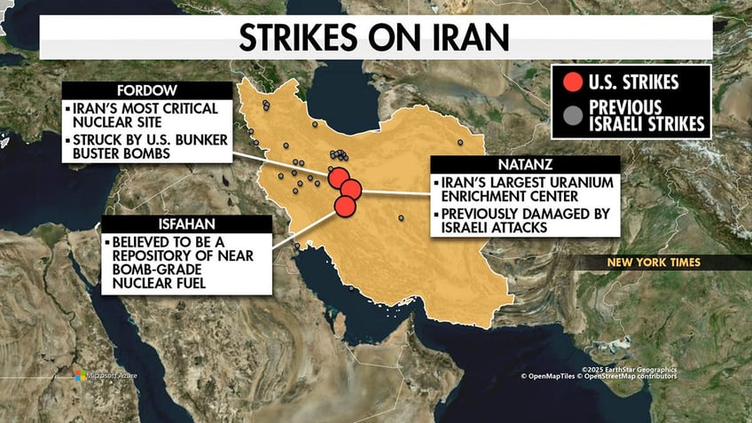 Fox News map showing iran nuclear sites