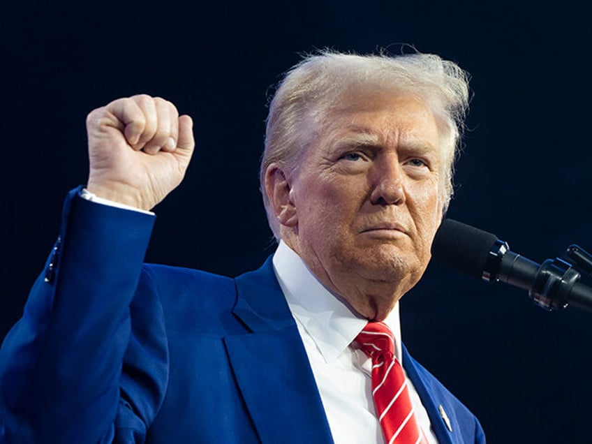 U.S. President-elect Donald Trump speaks during Turning Point USA's AmericaFest at the Pho