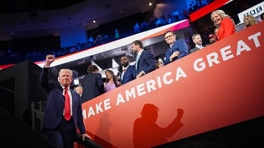 Former President Donald Trump gestures