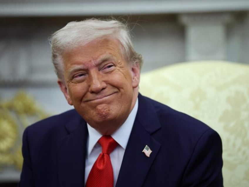 WASHINGTON, DC - APRIL 14: U.S. President Donald Trump smiles as he meets with President N