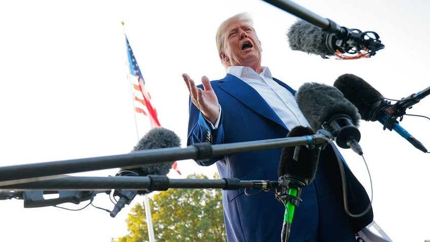 U.S. President Donald Trump speaks to reporters before boarding the Marine One presidential helicopter and departing the White House on June 24, 2025 in Washington, DC. Less than 12 hours after announcing a ceasefire between Israel and Iran, Trump is traveling to the Netherlands to attend the NATO leaders' summit.