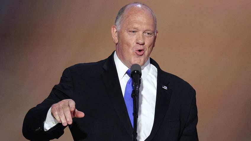 Thomas Homan speaks on Day 3 of the Republican National Convention at the Fiserv Forum in Milwaukee on July 17, 2024.