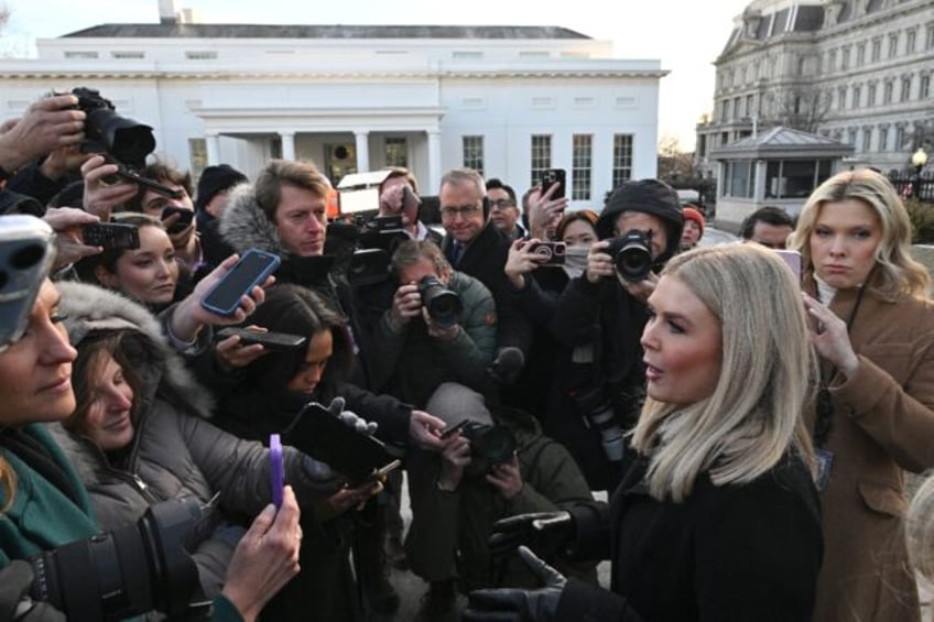 White House Press Secretary Karoline Leavitt previously spoke to the media outside the Wes