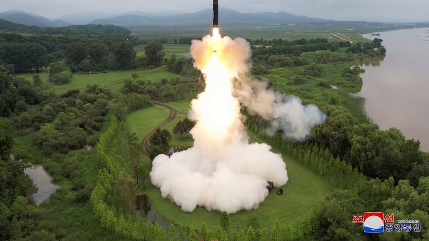 Hwasong-18 intercontinental ballistic missile is launched from an undisclosed location in North Korea in this image released by North Korea's Korean Central News Agency on July 13, 2023.