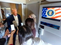 Trump’s Q&A on Air Force One goes from the plane’s color scheme to the fate of TikTok and Canada