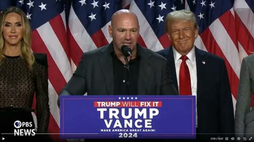 Lara Trump, Dana White, and Donald Trump, at Trump's victory party. 