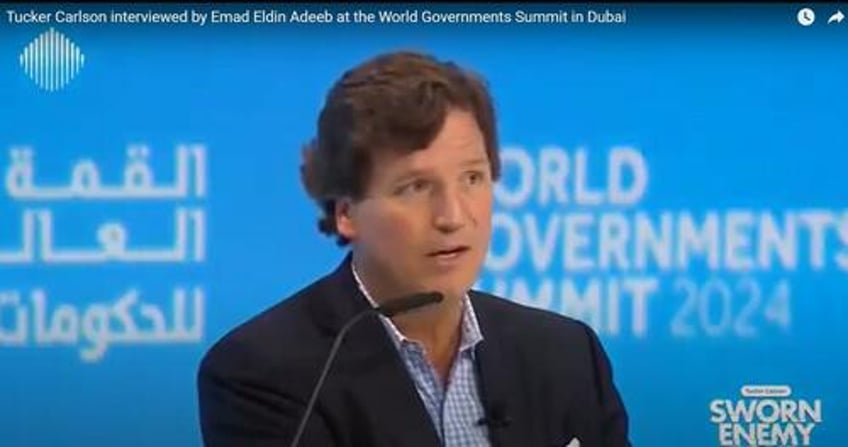 Tucker Carlson being interviewed in Dubai