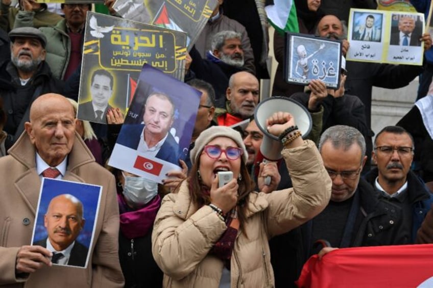 The rally in Tunis was organised by a political coalition that includes staunch opponents