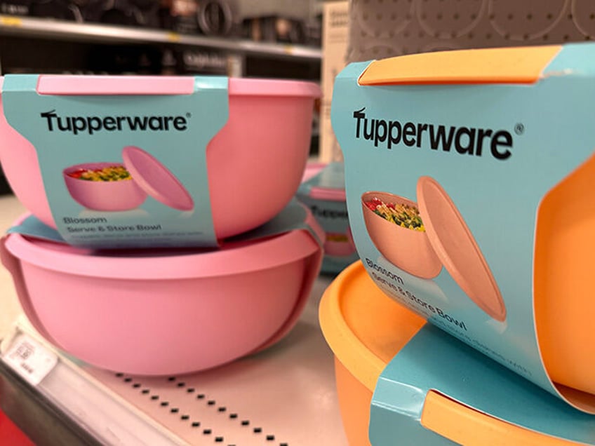 Tupperware food storage products are displayed on a shelf for sale at a store on September