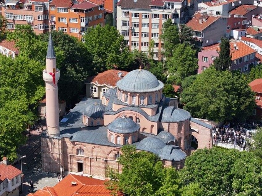 An aerial view of the Kariye Mosque, which was originally built and used as a church appro