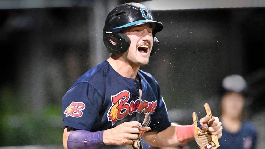 Derek Bender celebrates in Cape Cod League