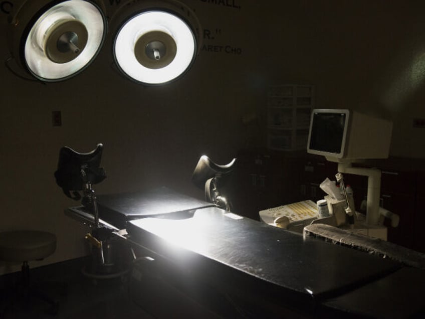 An exam table stands in an operating room at the Whole Woman's Health abortion clinic