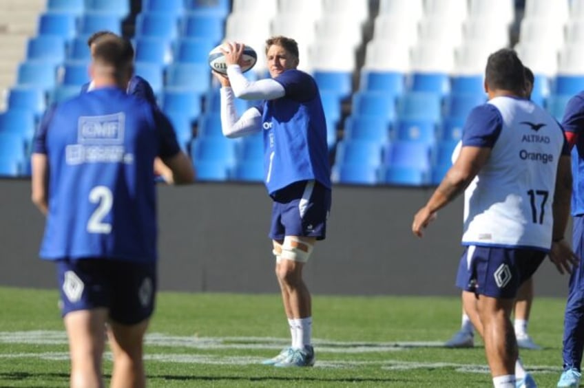 Oscar Jegou throws the ball during a training session with the French team in Mendoza, Arg