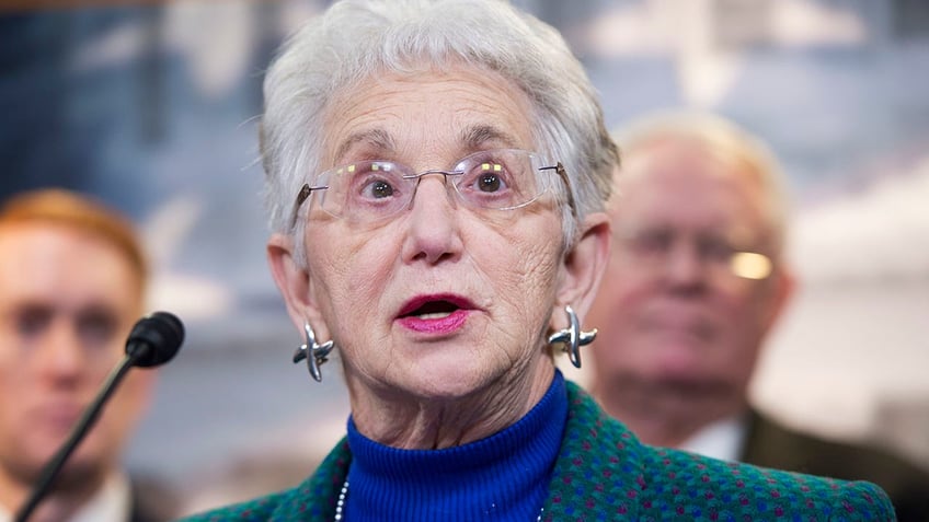 Rep. Virginia Foxx speaks at a news conference in the Capitol Visitor Center.