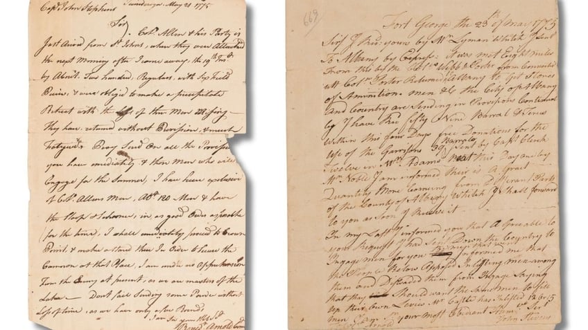 Two Revolutionary War letters side by side