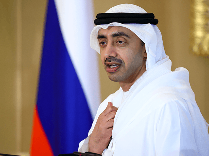In this photo released by Russian Foreign Ministry Press Service, UAE's Foreign Affairs Mi