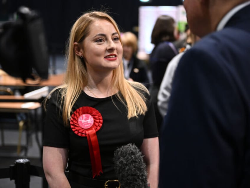 KETTERING, ENGLAND - FEBRUARY 16: Labour Party candidate, Gen Kitchen, speaks to the media