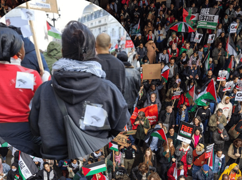 uk police arrest women who attended gaza protest wearing paraglider print shirts