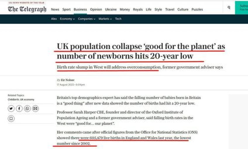 uk population collapse good for the planet wef adviser prof sarah harper explains