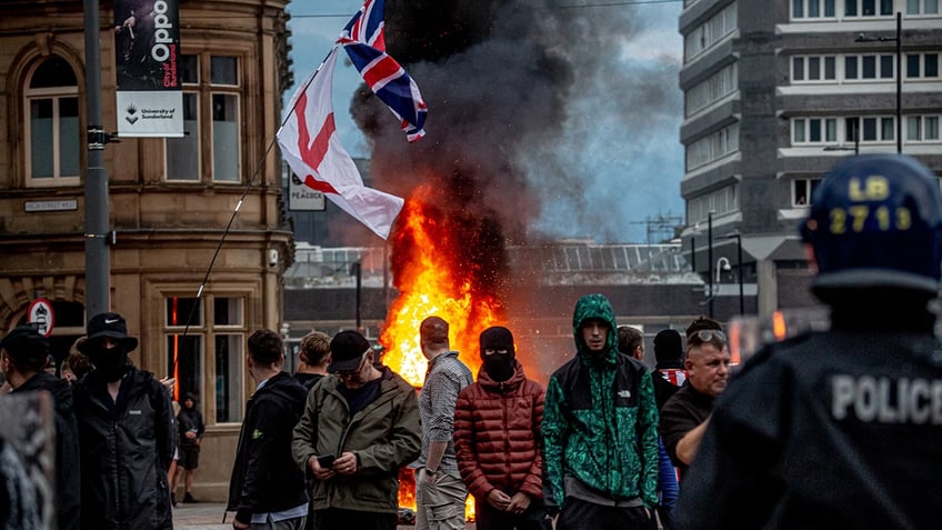 Bonfire during a riot