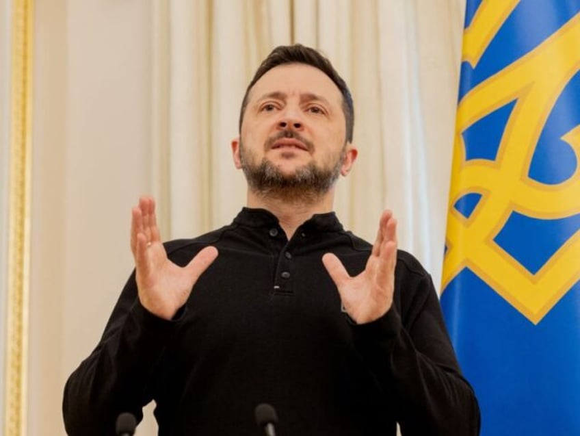 Ukraine's President Volodymyr Zelensky gives a press conference in Kyiv on February 2