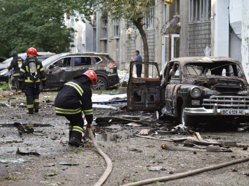 LVIV, UKRAINE - JULY 12: Emergency teams on duty following Russia's most massive attack on