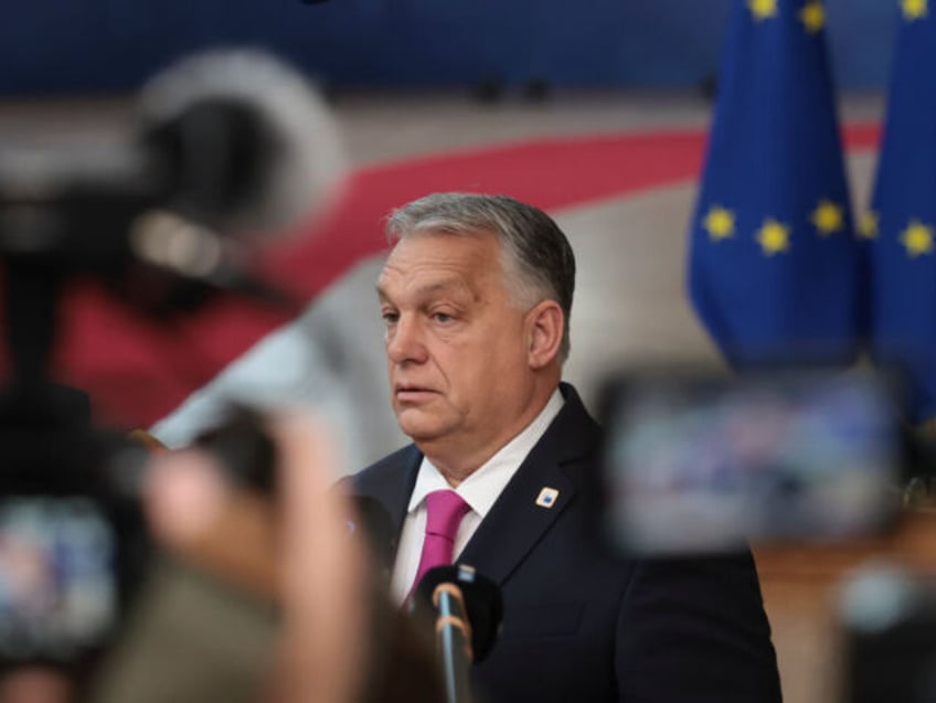 BRUSSELS, BELGIUM - DECEMBER 14: Prime Minister of Hungary Viktor Orban arrives at the European Council summit at Batiment Europa on December 14, 2023 in Brussels, Belgium. (Photo by Jean Catuffe/Getty Images)