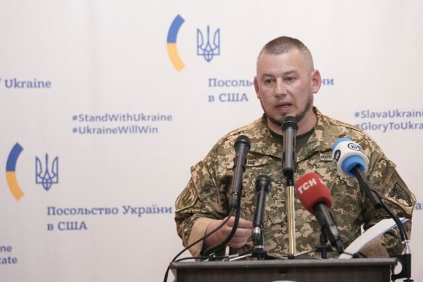 Deputy head of the office of the president of Ukraine, Colonel Pavlo Palisa, speaks during