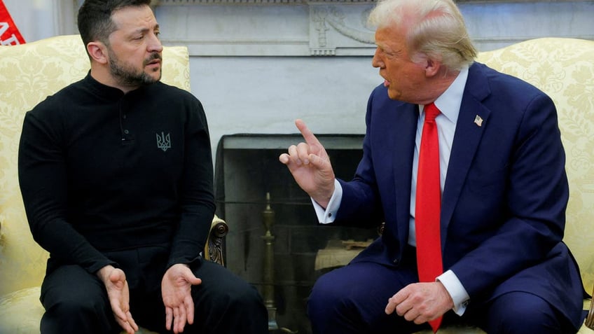 U.S. President Donald Trump meets with Ukrainian President Volodymyr Zelenskiy at the White House in Washington, D.C., U.S., February 28, 2025. REUTERS/Brian Snyder     TPX IMAGES OF THE DAY