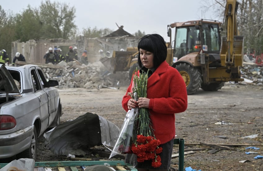 ukrainian village decimated as precision missile strikes funeral for dead soldier