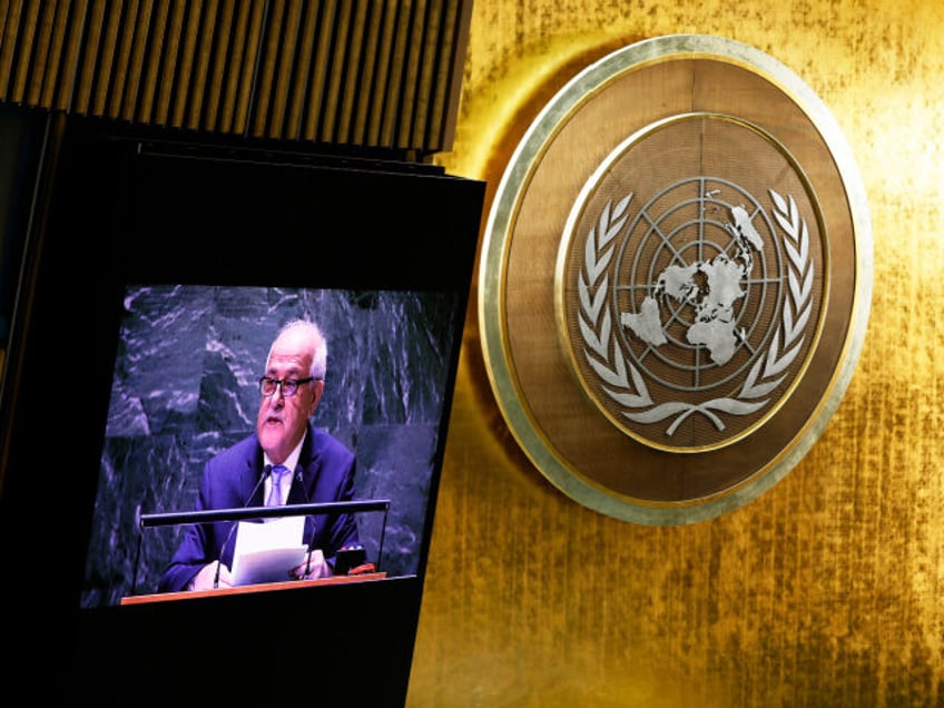 NEW YORK, NEW YORK - NOVEMBER 28: Palestinian Permanent Observer to the United Nations Riyad H. Mansour speaks during the General Assembly 39th plenary meeting at the United Nations headquarters on November 28, 2023 in New York City. Members of the General Assembly held a meeting to debate and vote …