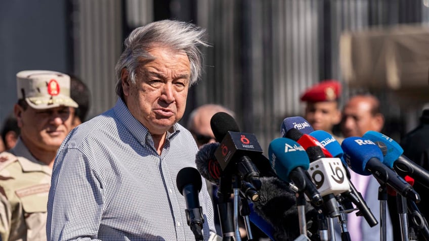 UN Secretary General Antonio Guterres visits the Rafah crossing in Egypt.