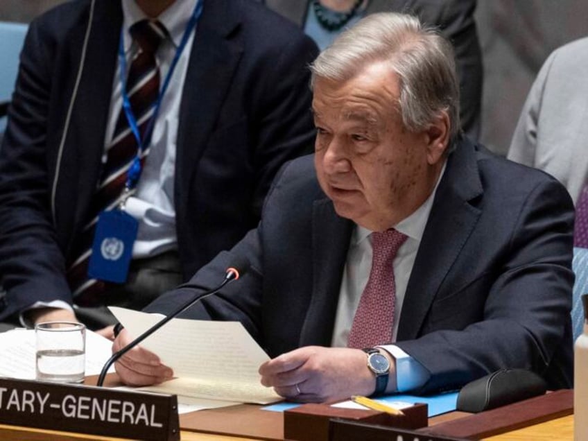 United Nations Secretary-General Antonio Guterres addresses the United Nations Security Co