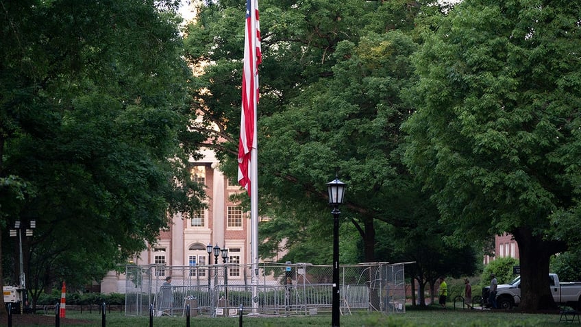 American flag on UNC campus