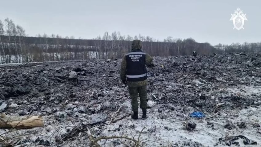 A screen grab of footage from Russia's Investigative Committee of the purported crash site