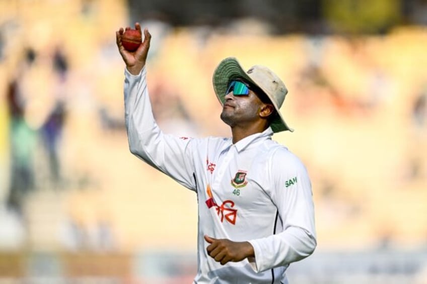 Bangladesh's Shakib Al Hasan fields the ball during the first Test against India in Chenn