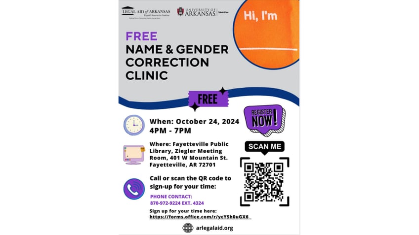 Name & Gender Correction Clinic flyer